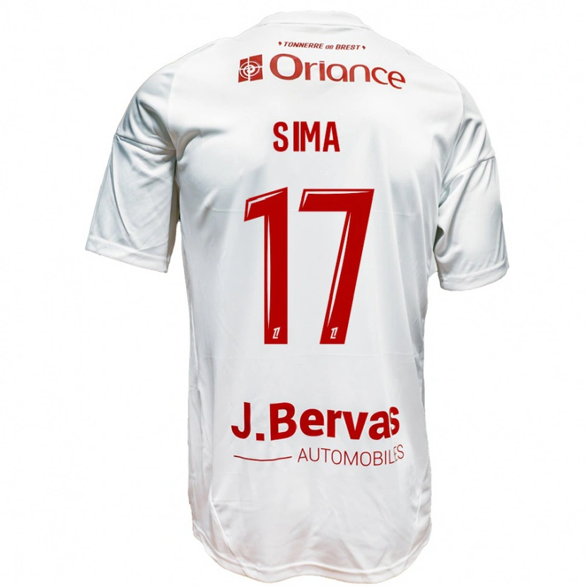 Danxen Niño Camiseta Abdallah Sima #17 Blanco Rojo 2ª Equipación 2024/25 La Camisa