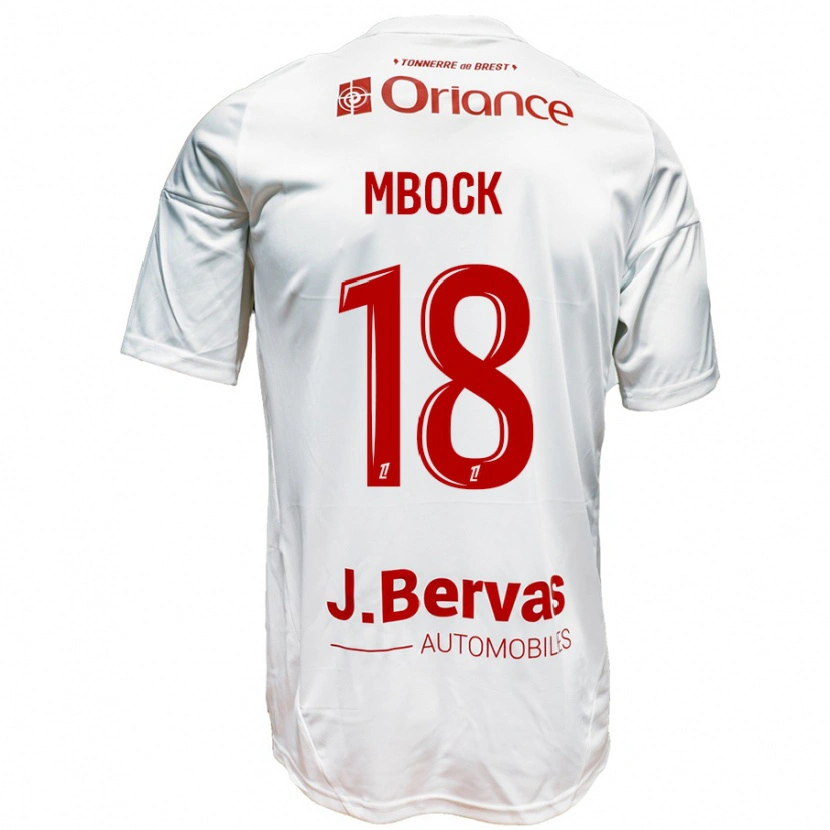 Danxen Niño Camiseta Hianga'a Mbock #18 Blanco Rojo 2ª Equipación 2024/25 La Camisa