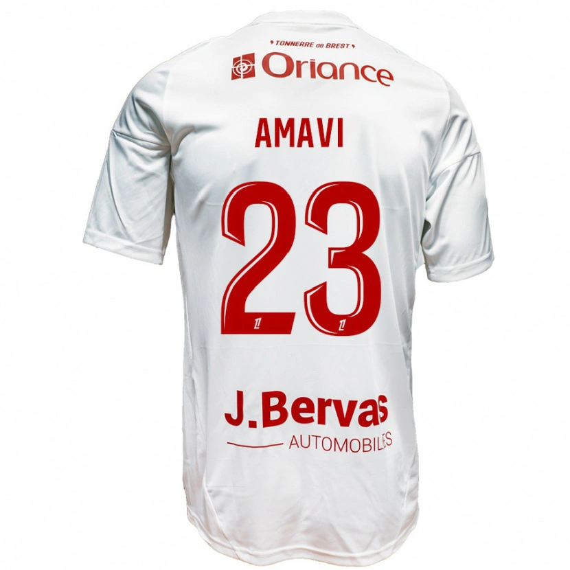 Danxen Niño Camiseta Jordan Amavi #23 Blanco Rojo 2ª Equipación 2024/25 La Camisa