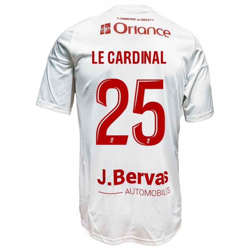 Danxen Niño Camiseta Julien Le Cardinal #25 Blanco Rojo 2ª Equipación 2024/25 La Camisa