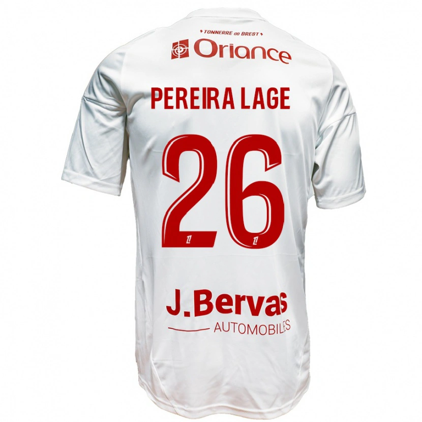 Danxen Niño Camiseta Mathias Pereira Lage #26 Blanco Rojo 2ª Equipación 2024/25 La Camisa