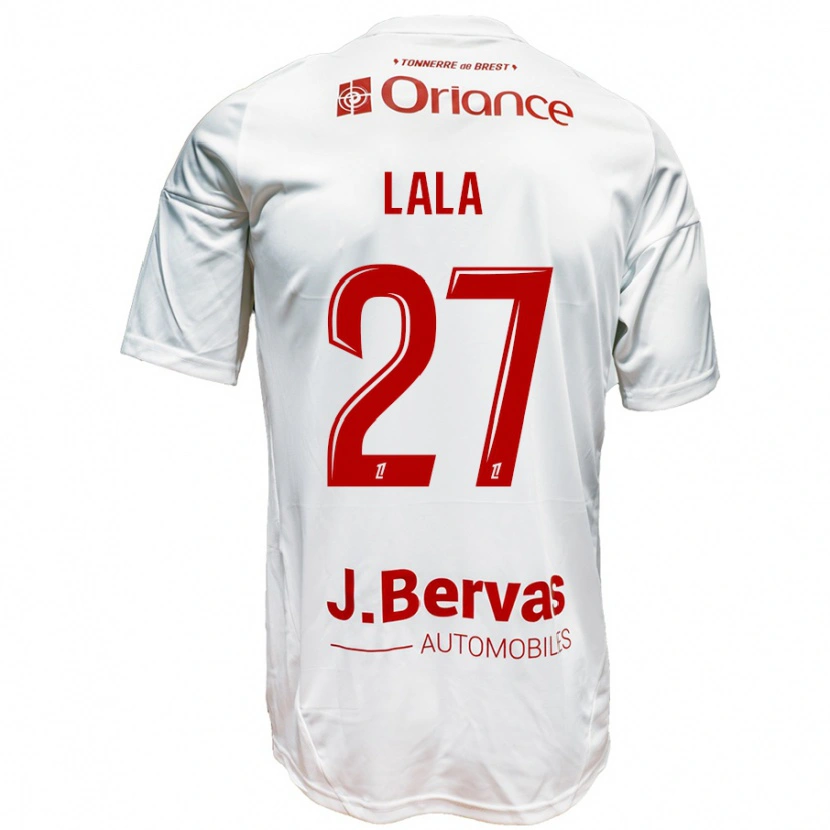 Danxen Niño Camiseta Kenny Lala #27 Blanco Rojo 2ª Equipación 2024/25 La Camisa