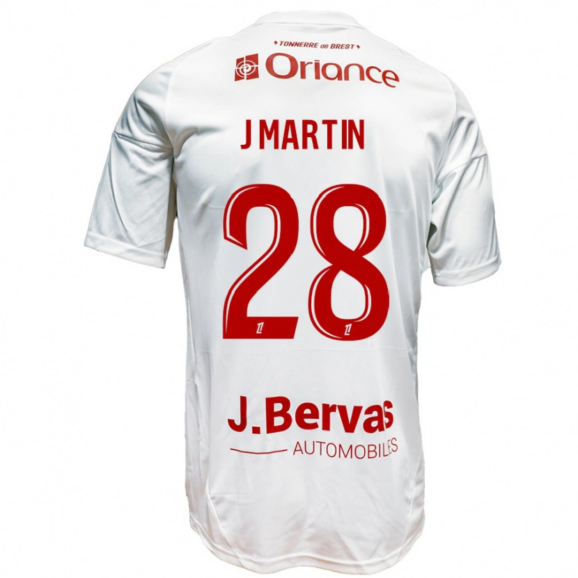 Danxen Niño Camiseta Jonas Martin #28 Blanco Rojo 2ª Equipación 2024/25 La Camisa