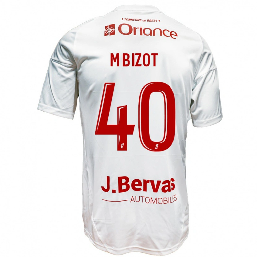 Danxen Niño Camiseta Marco Bizot #40 Blanco Rojo 2ª Equipación 2024/25 La Camisa