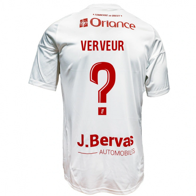 Danxen Niño Camiseta Titouan Verveur #0 Blanco Rojo 2ª Equipación 2024/25 La Camisa