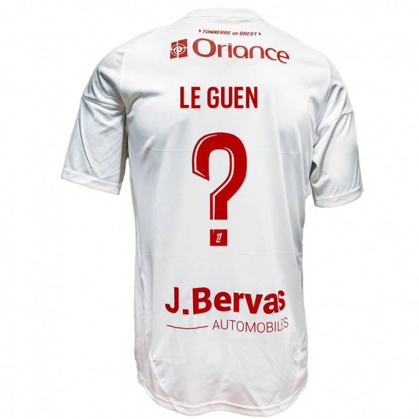 Danxen Niño Camiseta Raphaël Le Guen #0 Blanco Rojo 2ª Equipación 2024/25 La Camisa