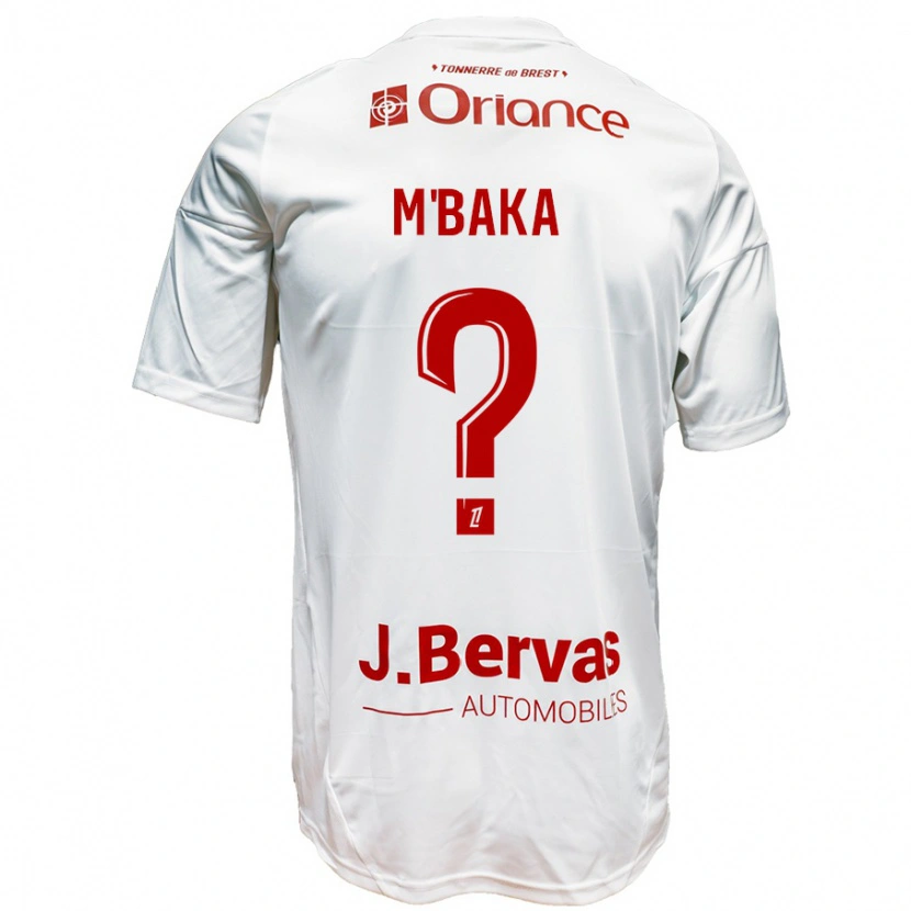 Danxen Niño Camiseta Sacha M'baka #0 Blanco Rojo 2ª Equipación 2024/25 La Camisa