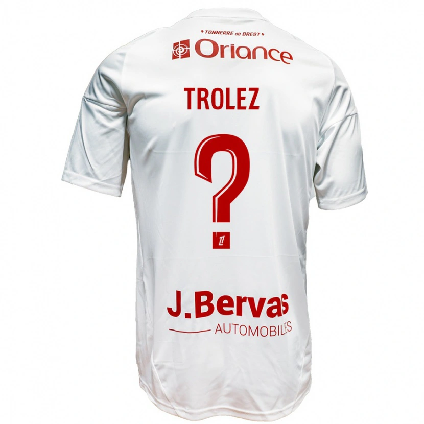 Danxen Niño Camiseta Loann Trolez #0 Blanco Rojo 2ª Equipación 2024/25 La Camisa