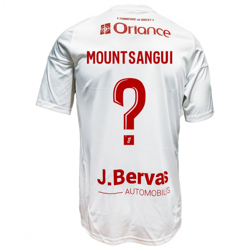 Danxen Niño Camiseta Warren Mountsangui #0 Blanco Rojo 2ª Equipación 2024/25 La Camisa