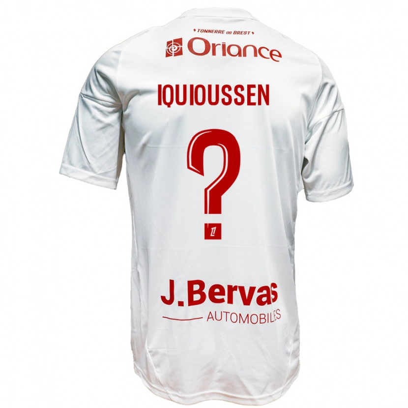 Danxen Niño Camiseta Adam Iquioussen #0 Blanco Rojo 2ª Equipación 2024/25 La Camisa