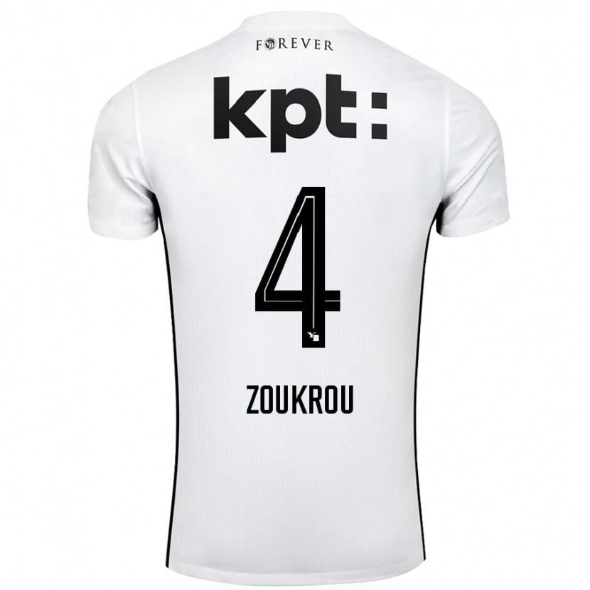 Danxen Niño Camiseta Tanguy Zoukrou #4 Blanco Negro 2ª Equipación 2024/25 La Camisa