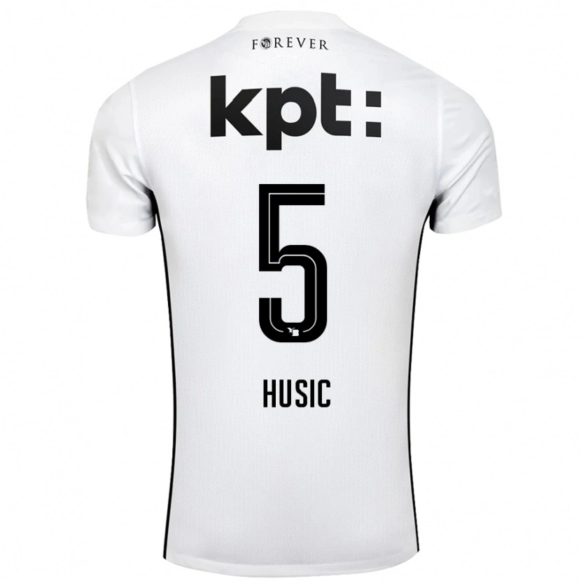 Danxen Niño Camiseta Anel Husic #5 Blanco Negro 2ª Equipación 2024/25 La Camisa