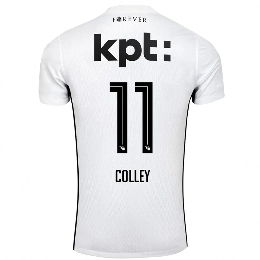 Danxen Niño Camiseta Ebrima Colley #11 Blanco Negro 2ª Equipación 2024/25 La Camisa