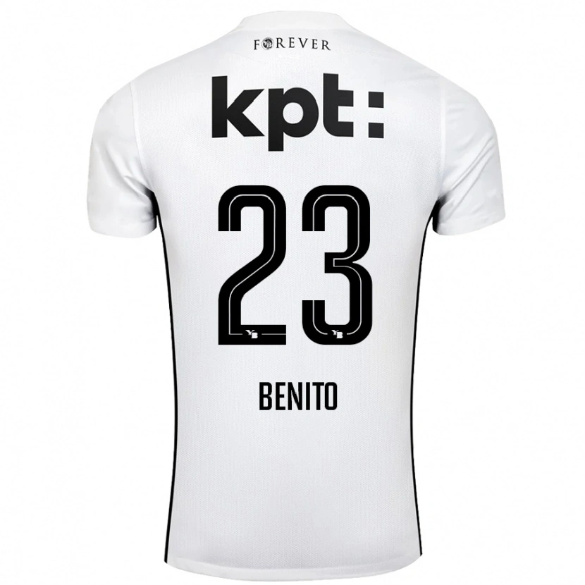 Danxen Niño Camiseta Loris Benito #23 Blanco Negro 2ª Equipación 2024/25 La Camisa