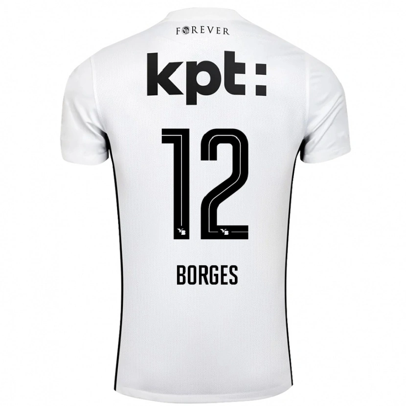 Danxen Niño Camiseta David Borges #12 Blanco Negro 2ª Equipación 2024/25 La Camisa