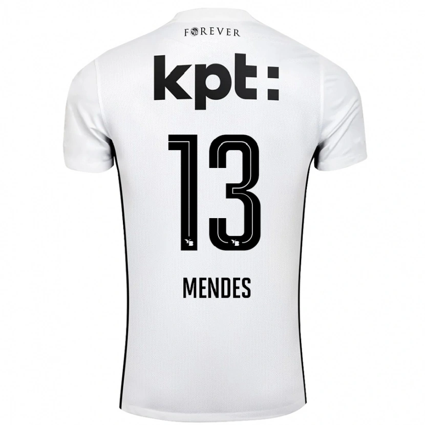 Danxen Niño Camiseta Daniel Mendes #13 Blanco Negro 2ª Equipación 2024/25 La Camisa