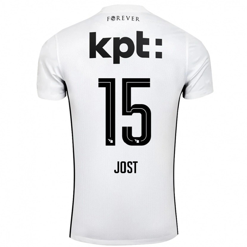 Danxen Niño Camiseta Tristan Jost #15 Blanco Negro 2ª Equipación 2024/25 La Camisa