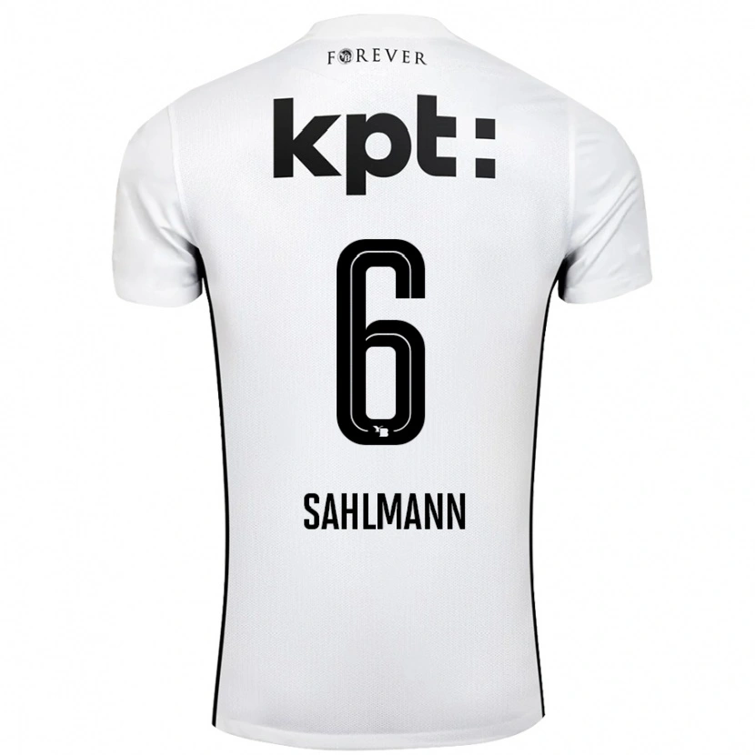 Danxen Niño Camiseta Henrike Sahlmann #6 Blanco Negro 2ª Equipación 2024/25 La Camisa