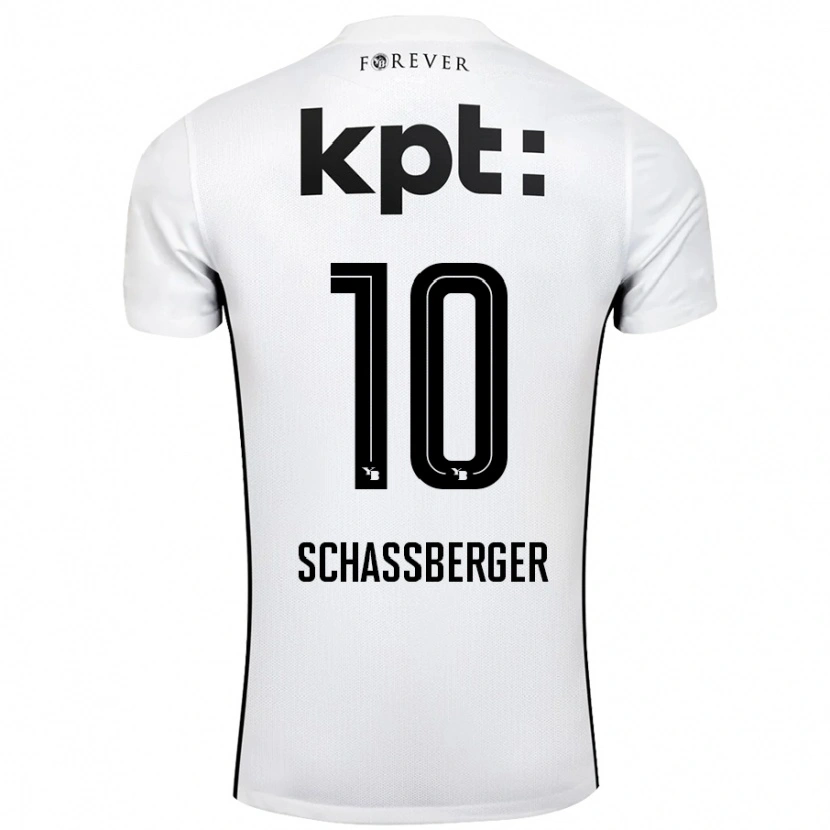 Danxen Niño Camiseta Julia Schassberger #10 Blanco Negro 2ª Equipación 2024/25 La Camisa