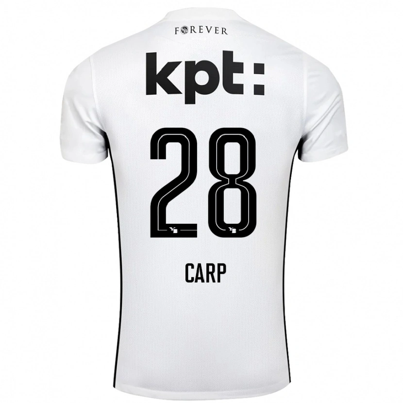 Danxen Niño Camiseta Cristina Carp #28 Blanco Negro 2ª Equipación 2024/25 La Camisa