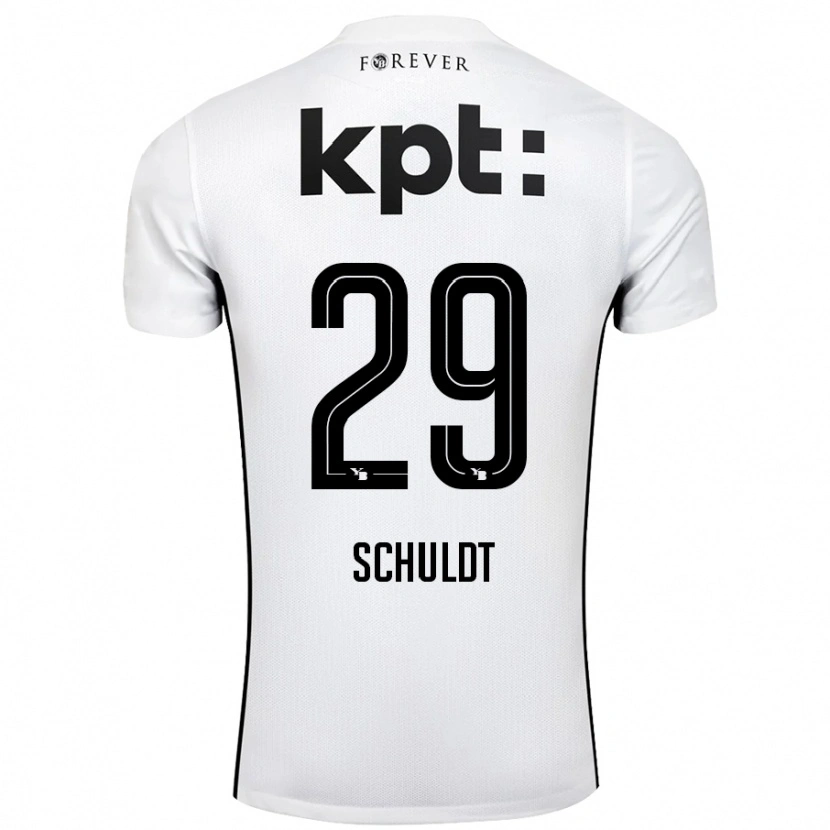 Danxen Niño Camiseta Inga Schuldt #29 Blanco Negro 2ª Equipación 2024/25 La Camisa