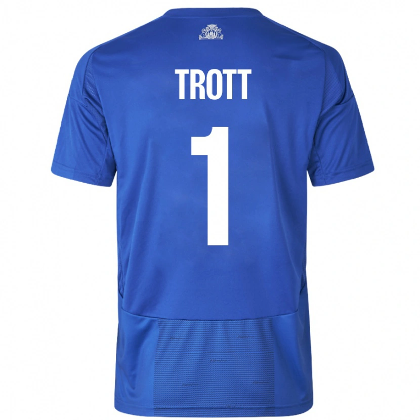 Danxen Niño Camiseta Nathan Trott #1 Blanco Azul 2ª Equipación 2024/25 La Camisa