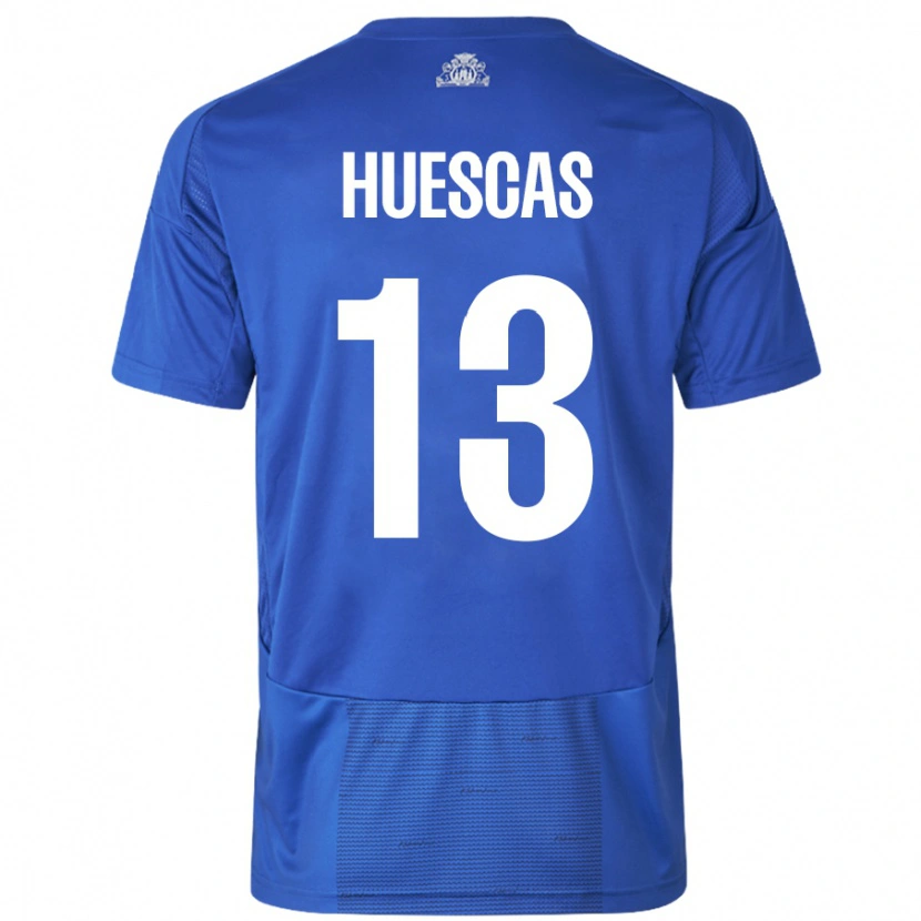 Danxen Niño Camiseta Rodrigo Huescas #13 Blanco Azul 2ª Equipación 2024/25 La Camisa