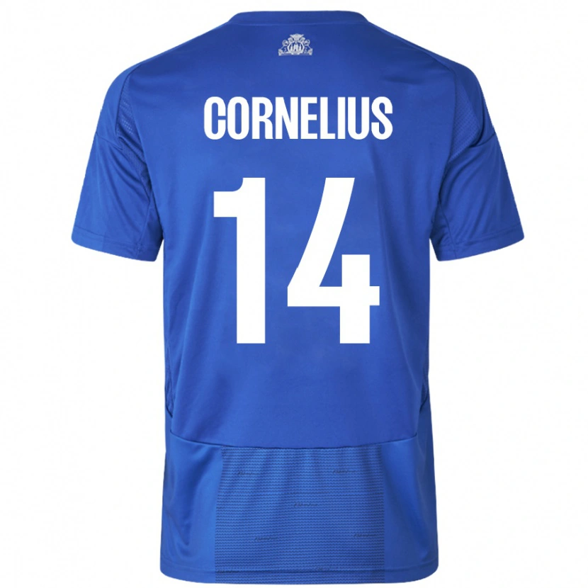 Danxen Niño Camiseta Andreas Cornelius #14 Blanco Azul 2ª Equipación 2024/25 La Camisa