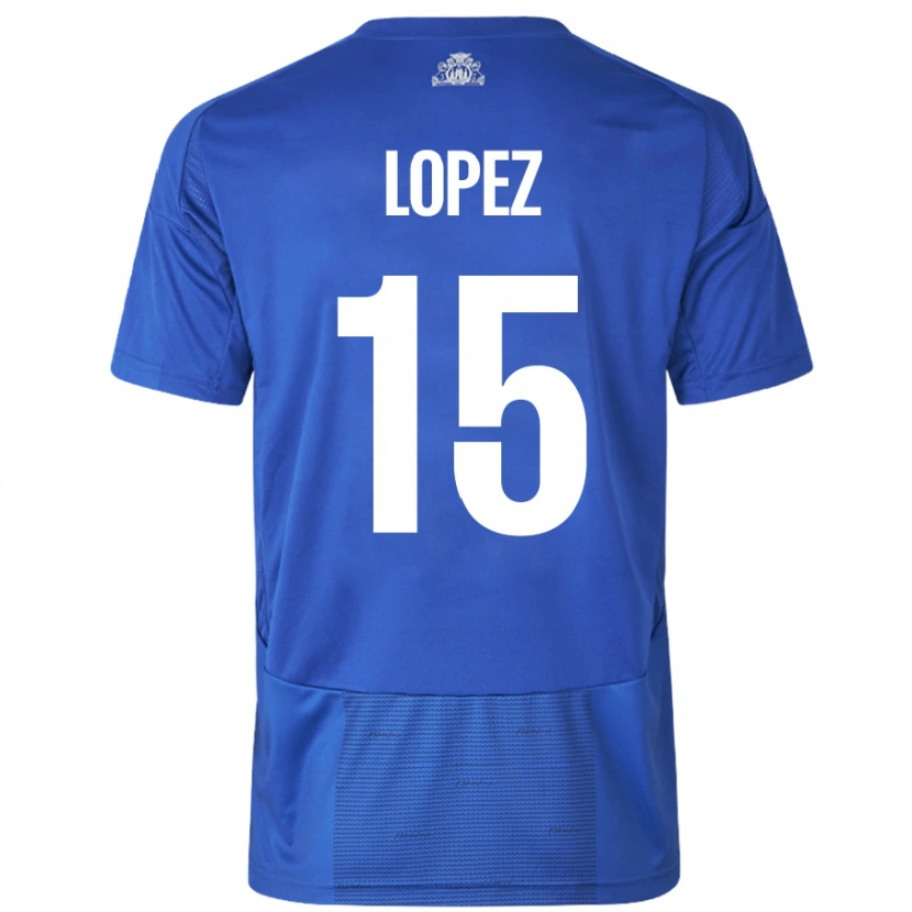 Danxen Niño Camiseta Marcos López #15 Blanco Azul 2ª Equipación 2024/25 La Camisa