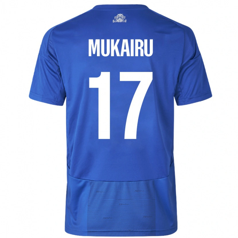 Danxen Niño Camiseta Paul Mukairu #17 Blanco Azul 2ª Equipación 2024/25 La Camisa