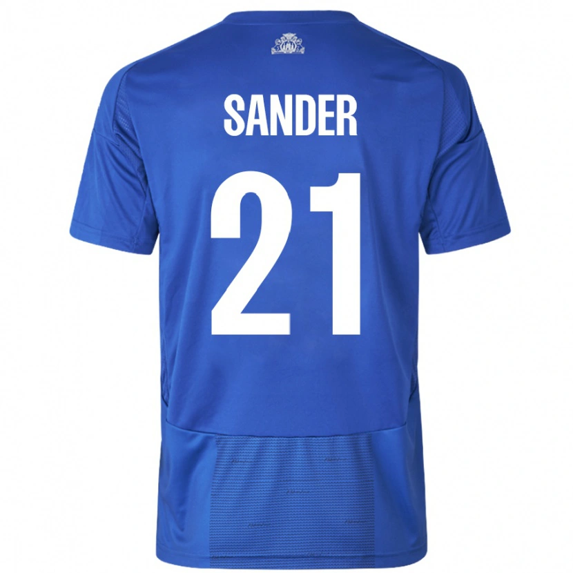 Danxen Niño Camiseta Theo Sander #21 Blanco Azul 2ª Equipación 2024/25 La Camisa