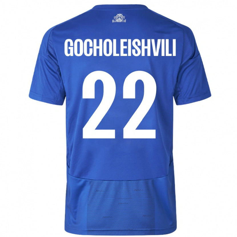 Danxen Niño Camiseta Giorgi Gocholeishvili #22 Blanco Azul 2ª Equipación 2024/25 La Camisa