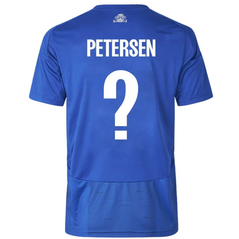 Danxen Niño Camiseta Frederik Petersen #0 Blanco Azul 2ª Equipación 2024/25 La Camisa