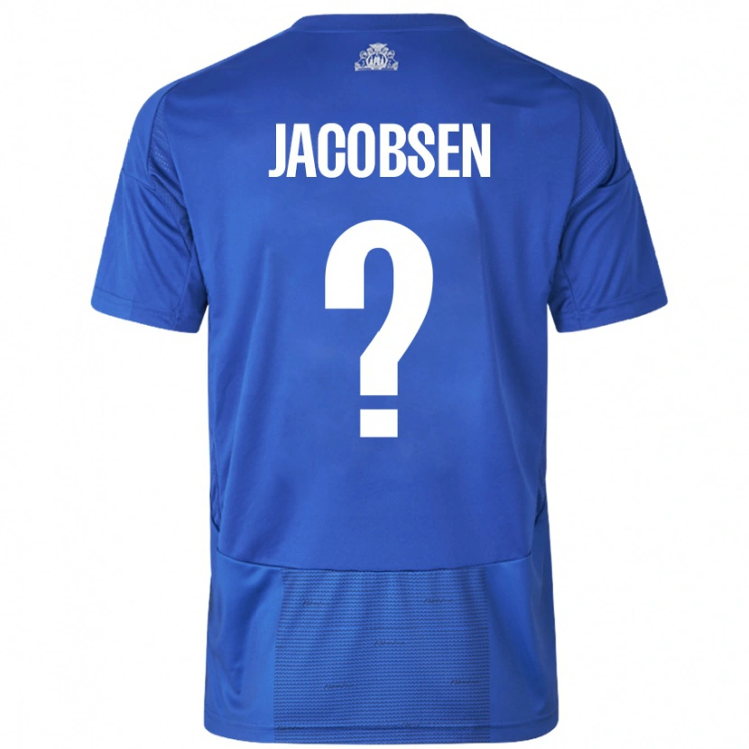 Danxen Niño Camiseta Holger Jacobsen #0 Blanco Azul 2ª Equipación 2024/25 La Camisa