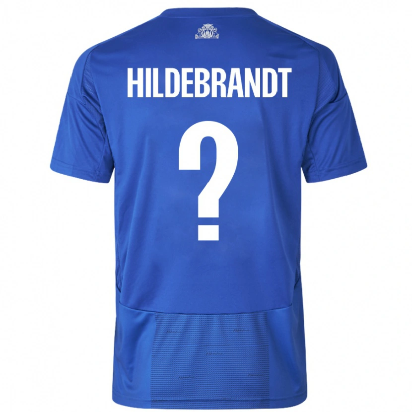 Danxen Niño Camiseta Sylvester Hildebrandt #0 Blanco Azul 2ª Equipación 2024/25 La Camisa