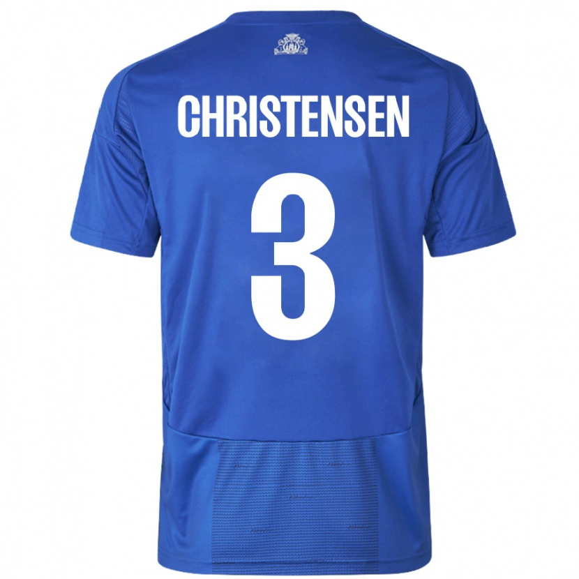 Danxen Niño Camiseta Sebastian Christensen #3 Blanco Azul 2ª Equipación 2024/25 La Camisa