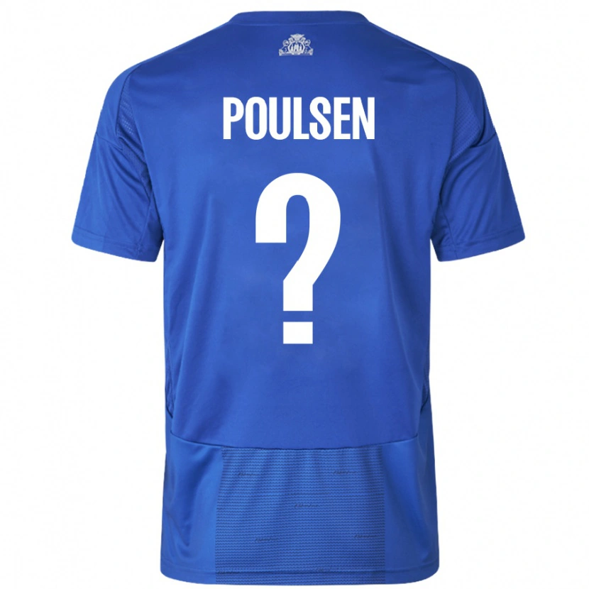 Danxen Niño Camiseta Xander Poulsen #0 Blanco Azul 2ª Equipación 2024/25 La Camisa