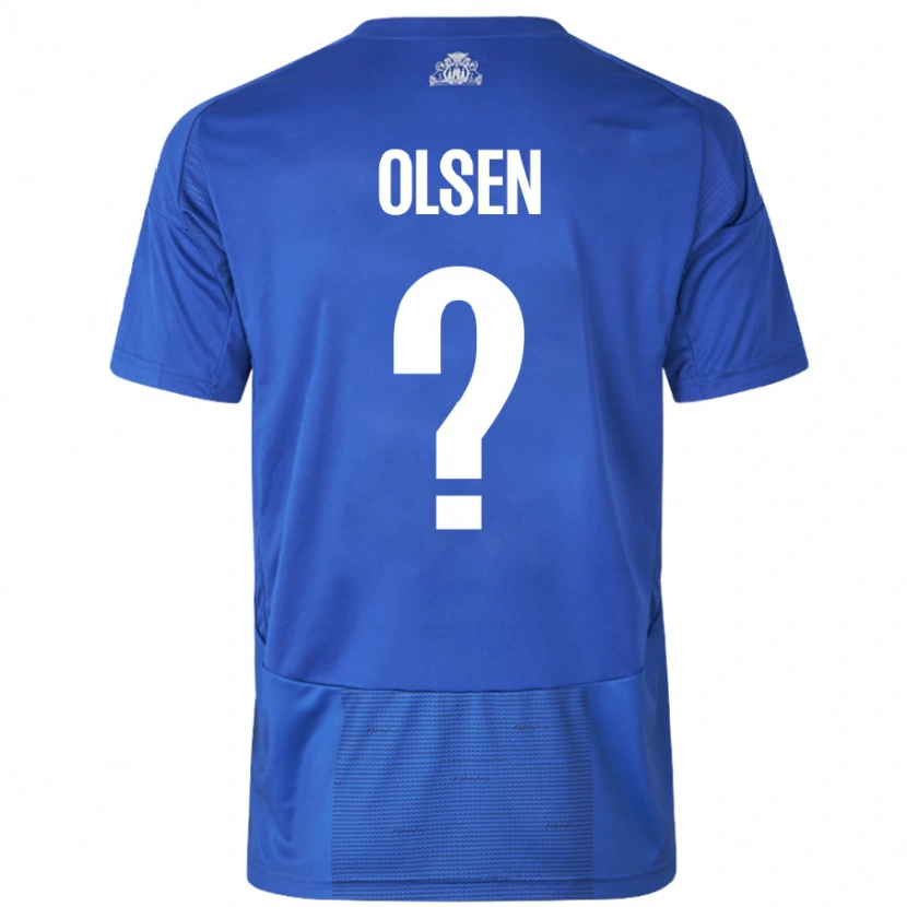 Danxen Niño Camiseta Gunnar Olsen #0 Blanco Azul 2ª Equipación 2024/25 La Camisa