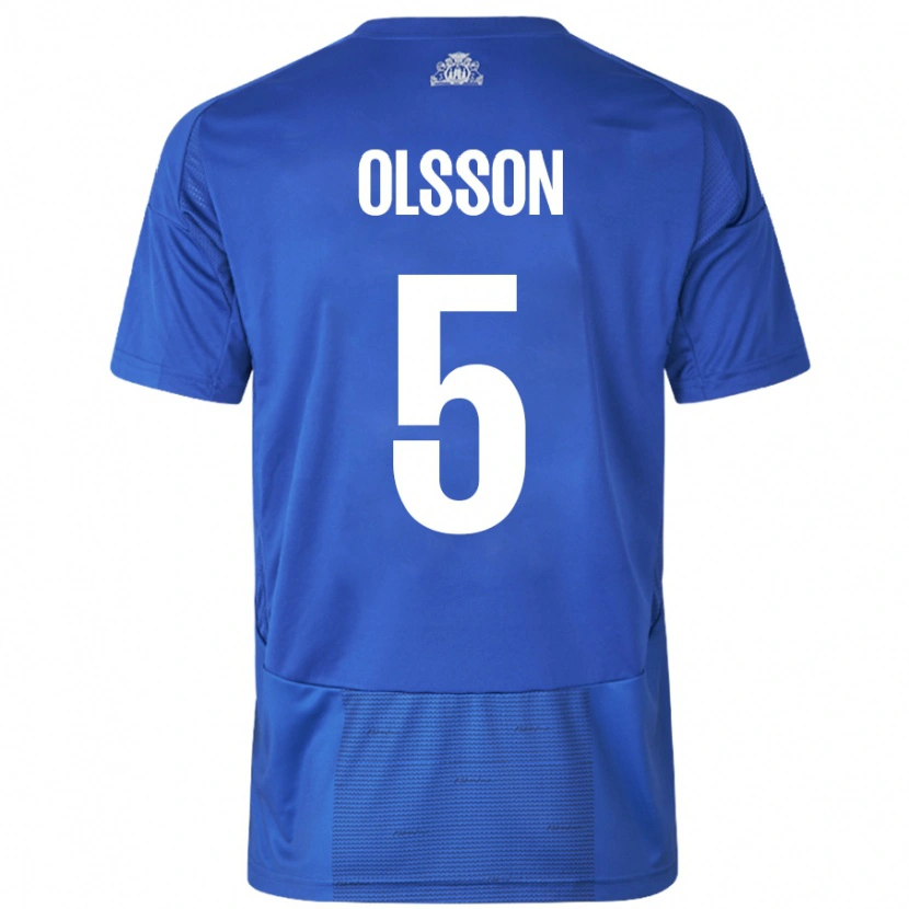 Danxen Niño Camiseta Cornelius Olsson #5 Blanco Azul 2ª Equipación 2024/25 La Camisa