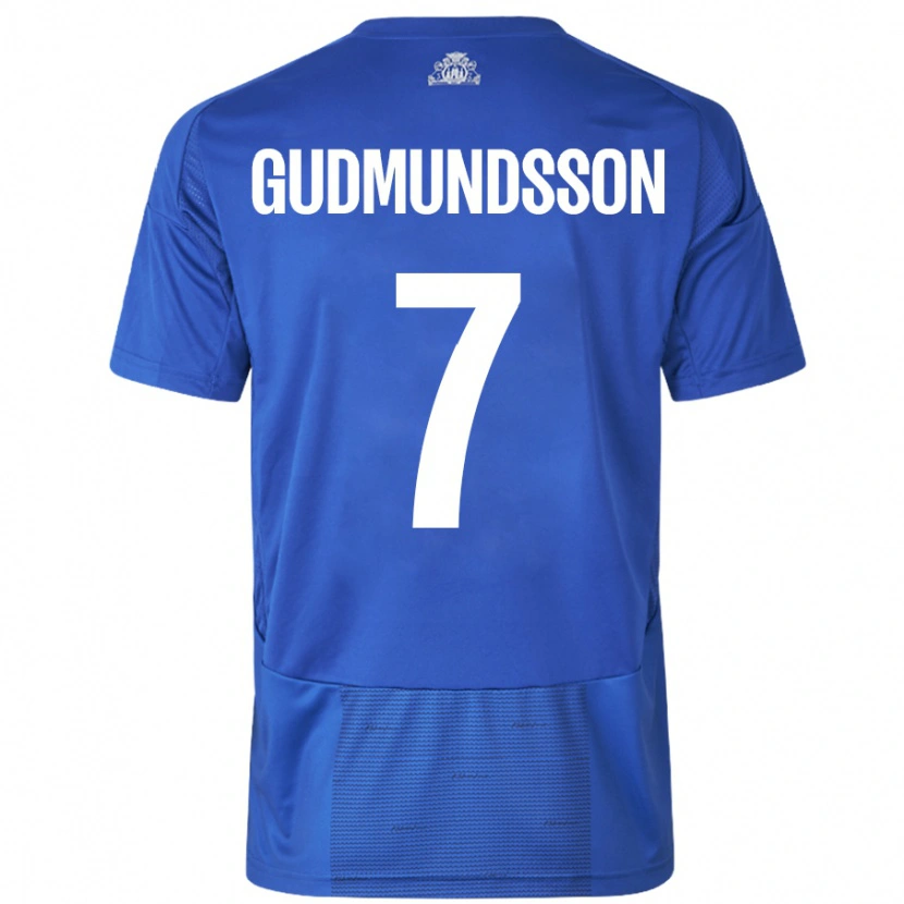 Danxen Niño Camiseta Galdur Gudmundsson #7 Blanco Azul 2ª Equipación 2024/25 La Camisa