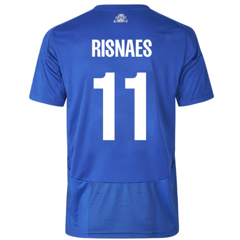 Danxen Niño Camiseta Roberto Risnaes #11 Blanco Azul 2ª Equipación 2024/25 La Camisa