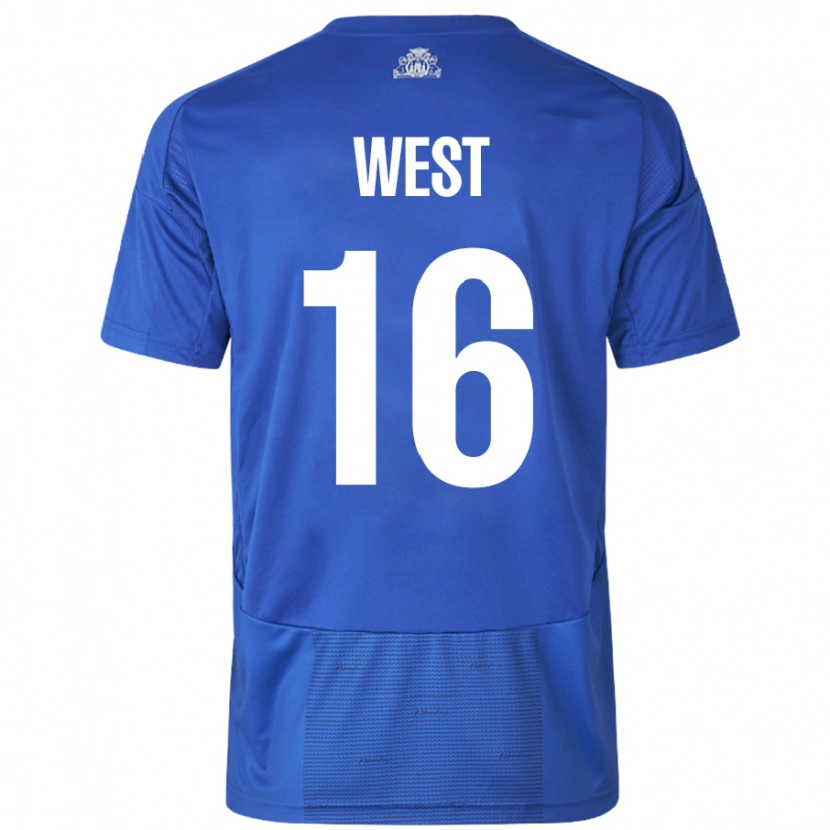 Danxen Niño Camiseta Liam West #16 Blanco Azul 2ª Equipación 2024/25 La Camisa