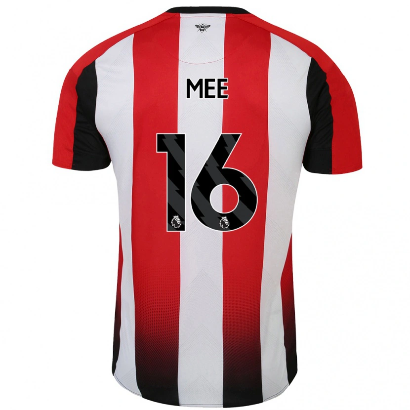 Danxen Hombre Camiseta Ben Mee #16 Rojo Blanco 1ª Equipación 2024/25 La Camisa