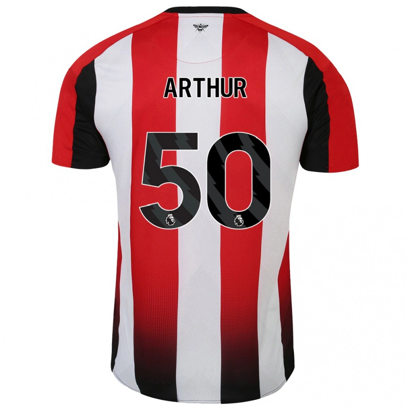 Danxen Hombre Camiseta Benjamin Arthur #50 Rojo Blanco 1ª Equipación 2024/25 La Camisa