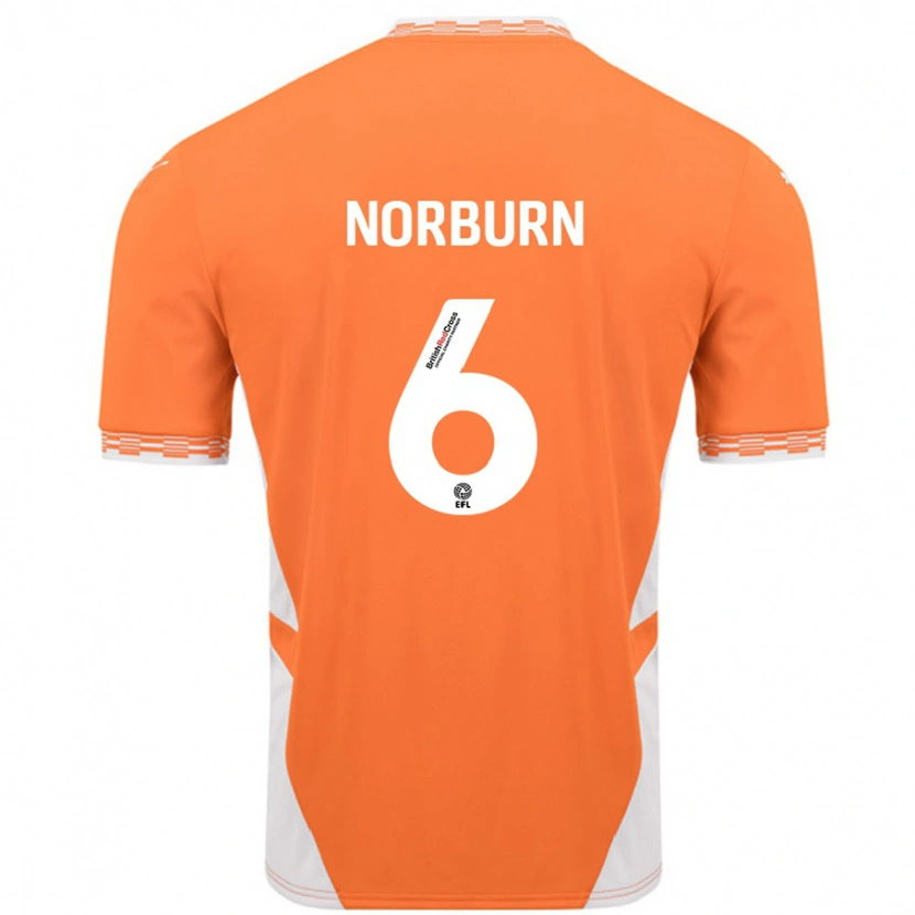 Danxen Hombre Camiseta Oliver Norburn #6 Naranja Blanco 1ª Equipación 2024/25 La Camisa