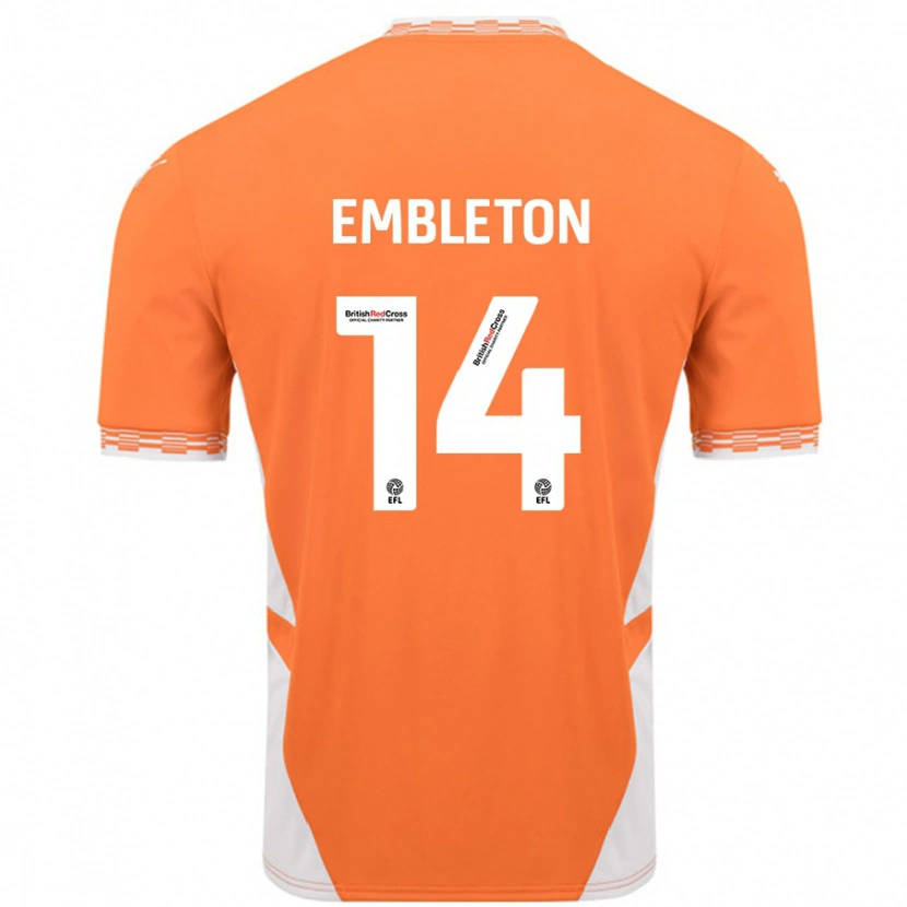 Danxen Hombre Camiseta Elliot Embleton #14 Naranja Blanco 1ª Equipación 2024/25 La Camisa