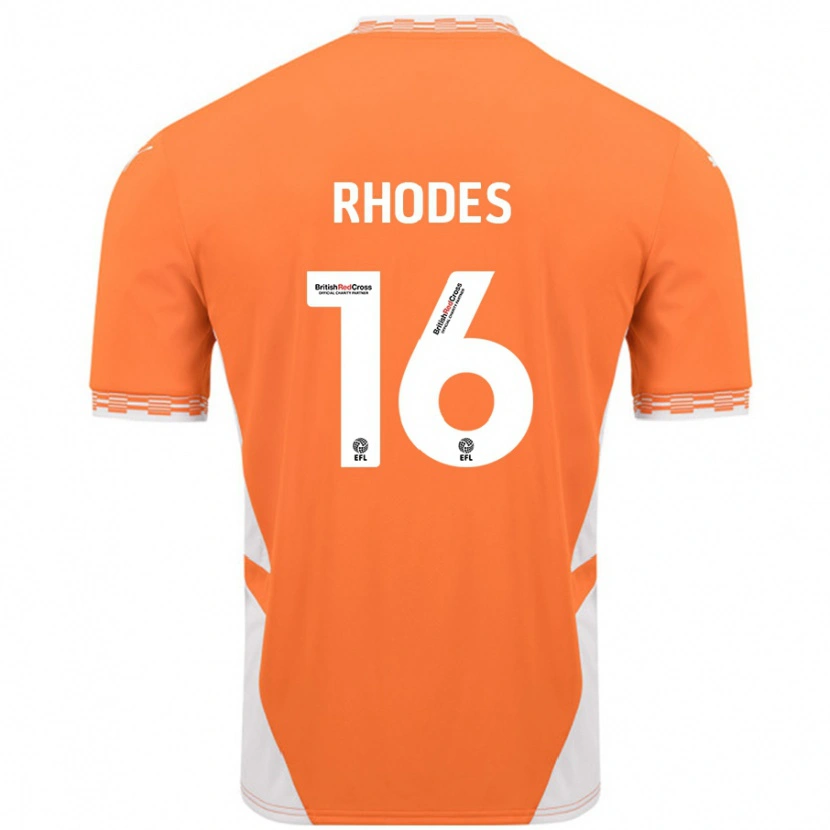 Danxen Hombre Camiseta Jordan Rhodes #16 Naranja Blanco 1ª Equipación 2024/25 La Camisa