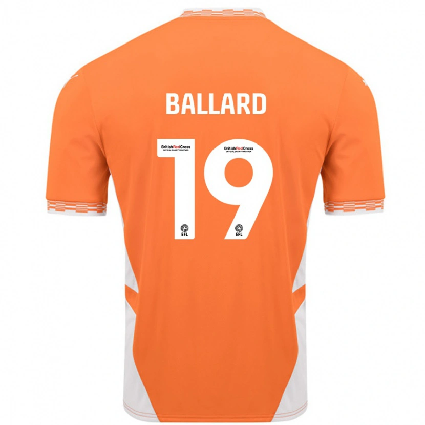 Danxen Hombre Camiseta Dom Ballard #19 Naranja Blanco 1ª Equipación 2024/25 La Camisa