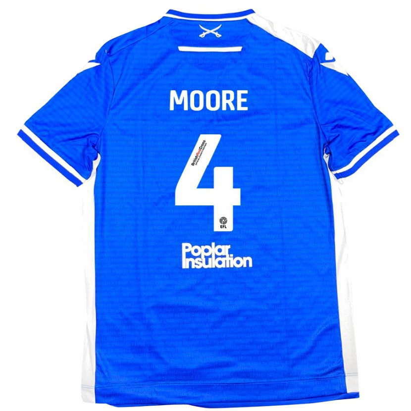 Danxen Hombre Camiseta Taylor Moore #4 Azul Blanco 1ª Equipación 2024/25 La Camisa