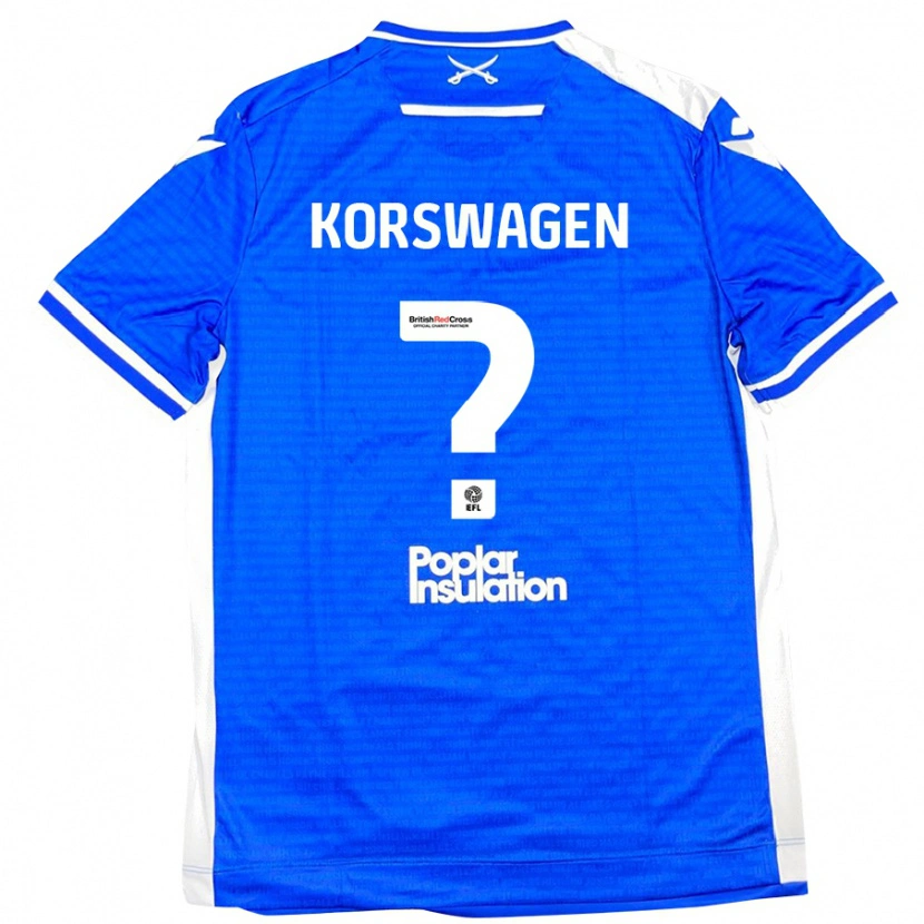 Danxen Hombre Camiseta Mattijis Korswagen #0 Azul Blanco 1ª Equipación 2024/25 La Camisa